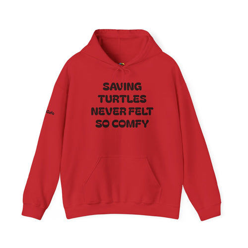 "Saving Turtles Was Never So Comfy" Cotton Blend Hooded Sweatshirt