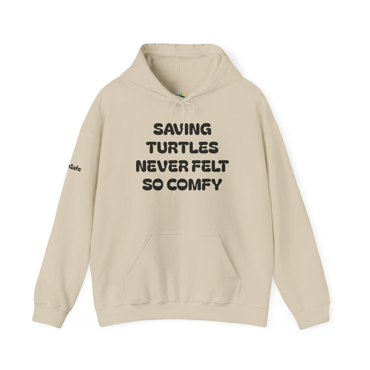 "Saving Turtles Was Never So Comfy" Cotton Blend Hooded Sweatshirt