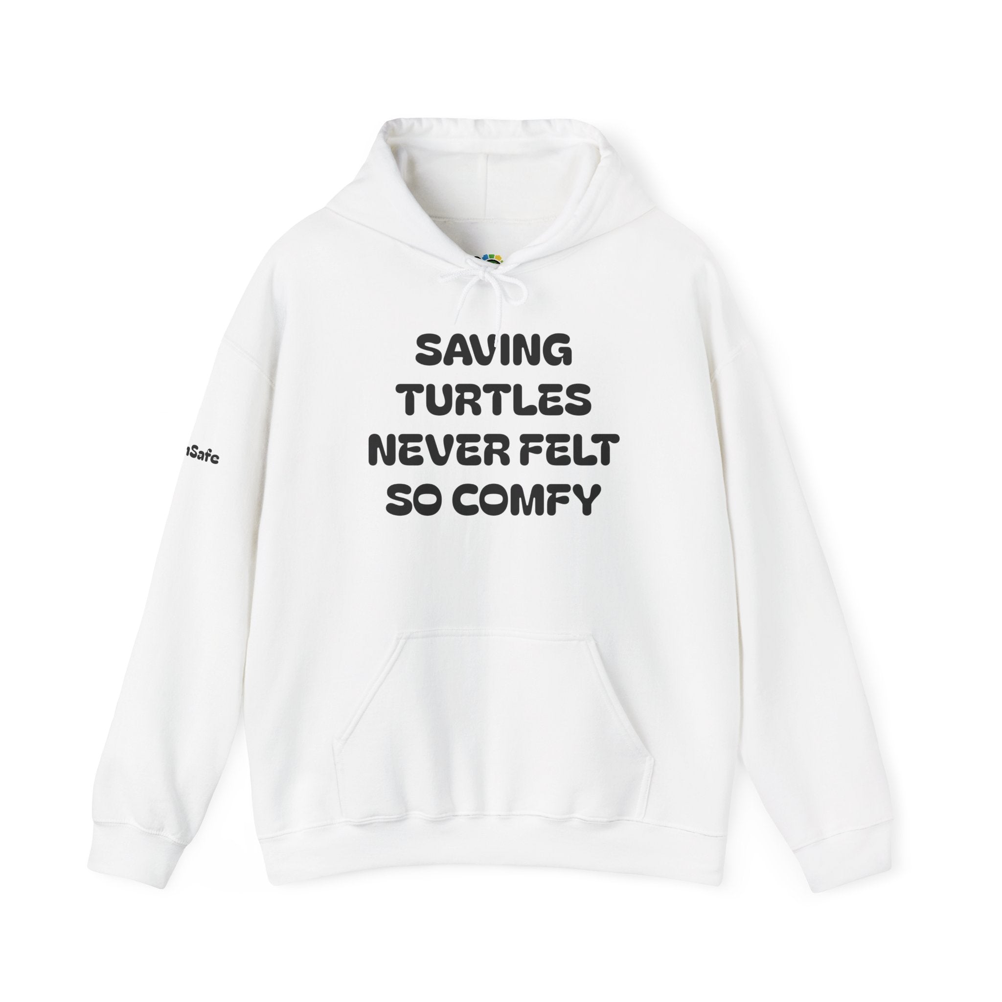"Saving Turtles Was Never So Comfy" Cotton Blend Hooded Sweatshirt