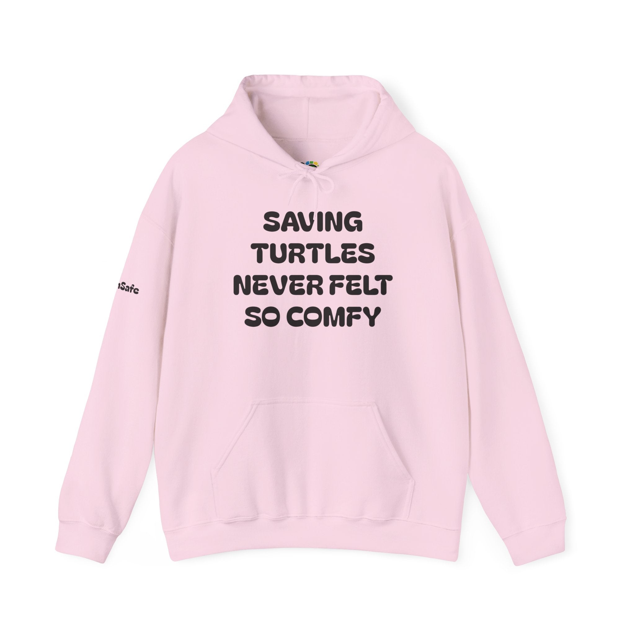 "Saving Turtles Was Never So Comfy" Cotton Blend Hooded Sweatshirt