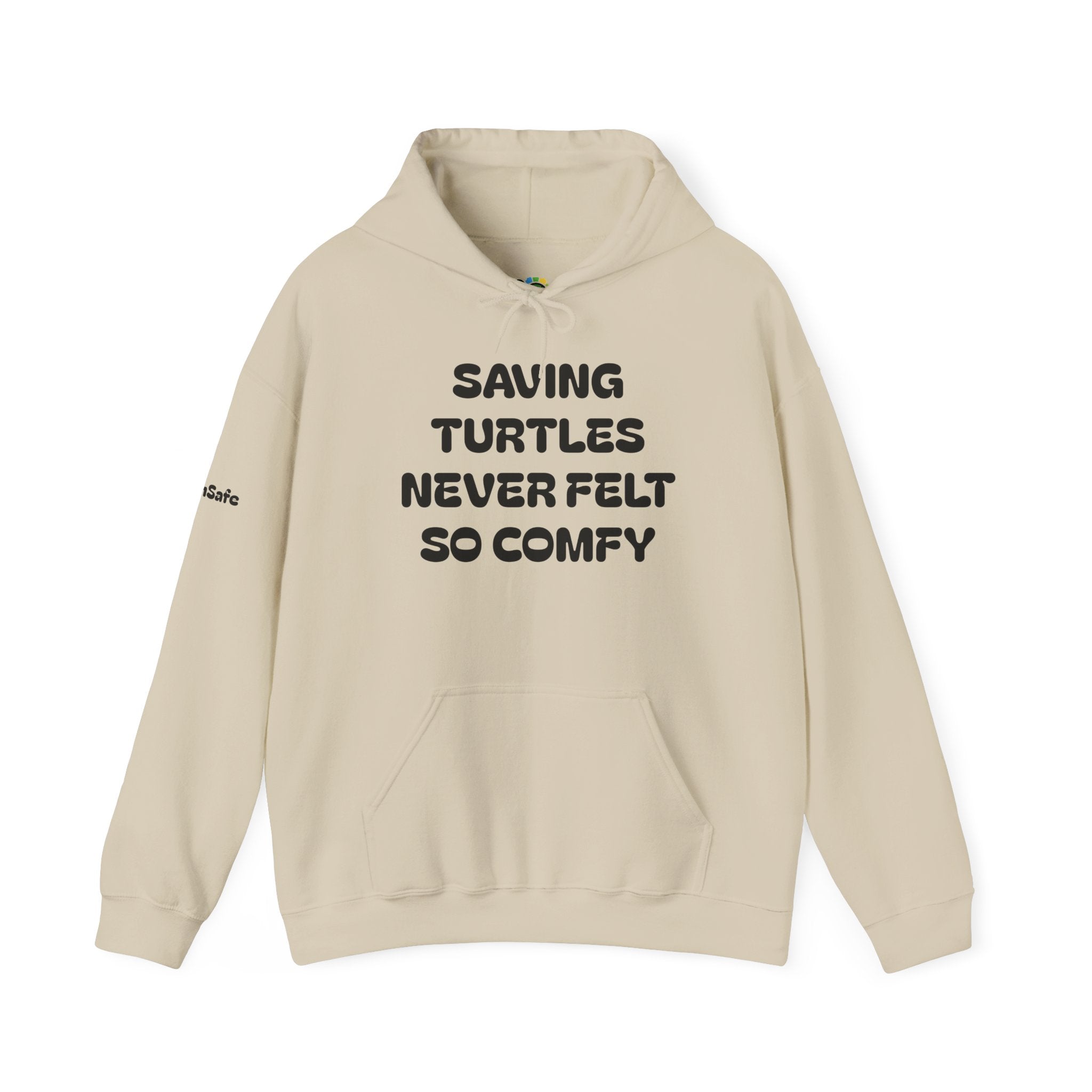 "Saving Turtles Was Never So Comfy" Cotton Blend Hooded Sweatshirt